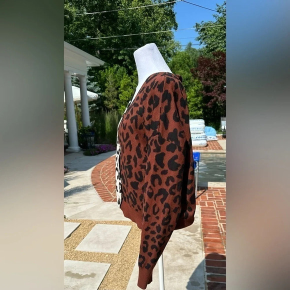 525 Womens Mixed Leopard Cardigan Sweater Size M - Picture 11 of 11